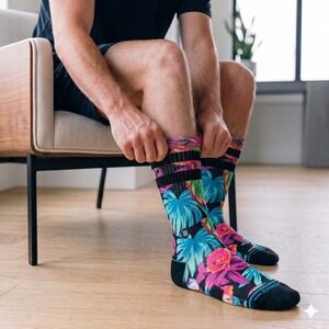 Stance GLOWW Crew Socks Mens Medium Black Tropical Mid Cushion A556A24GLO *NEW*